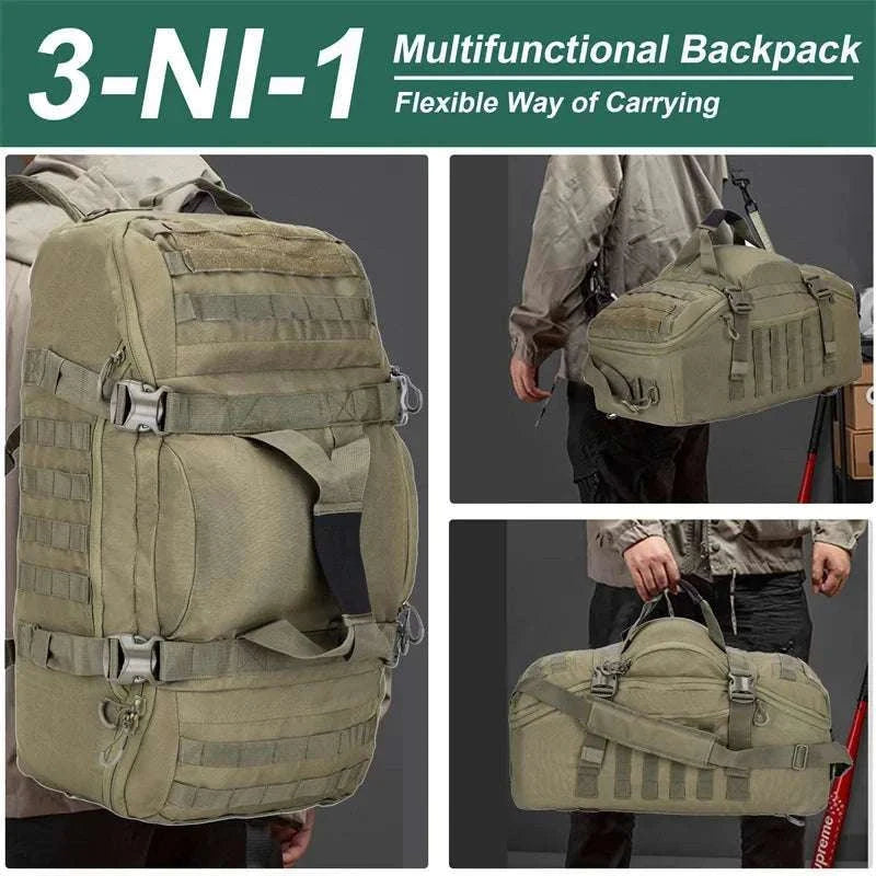3-Way Tactical Duffel Backpack 30L 50L 80L Travel Hiking Bag-30L Brown / Poland