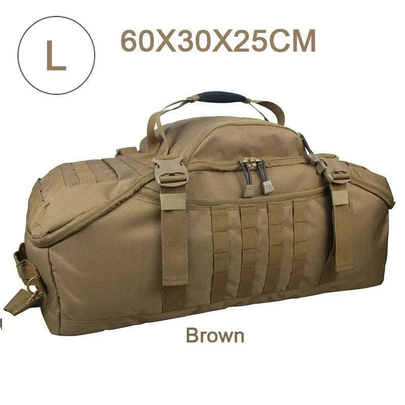 3-Way Tactical Duffel Backpack 30L 50L 80L Travel Hiking Bag-30L Brown / Poland