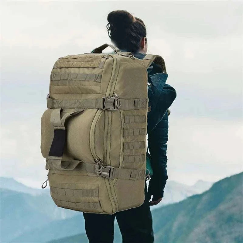 3-Way Tactical Duffel Backpack 30L 50L 80L Travel Hiking Bag-30L Brown / Poland
