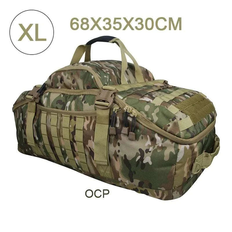 3-Way Tactical Duffel Backpack 30L 50L 80L Travel Hiking Bag-30L Brown / Poland