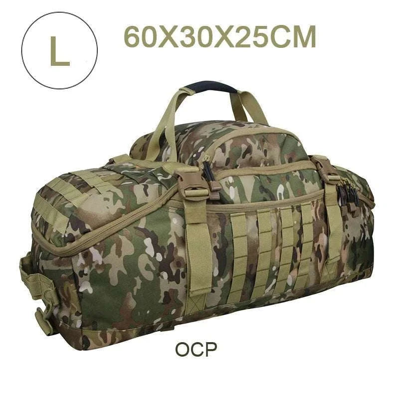3-Way Tactical Duffel Backpack 30L 50L 80L Travel Hiking Bag-30L Brown / Poland