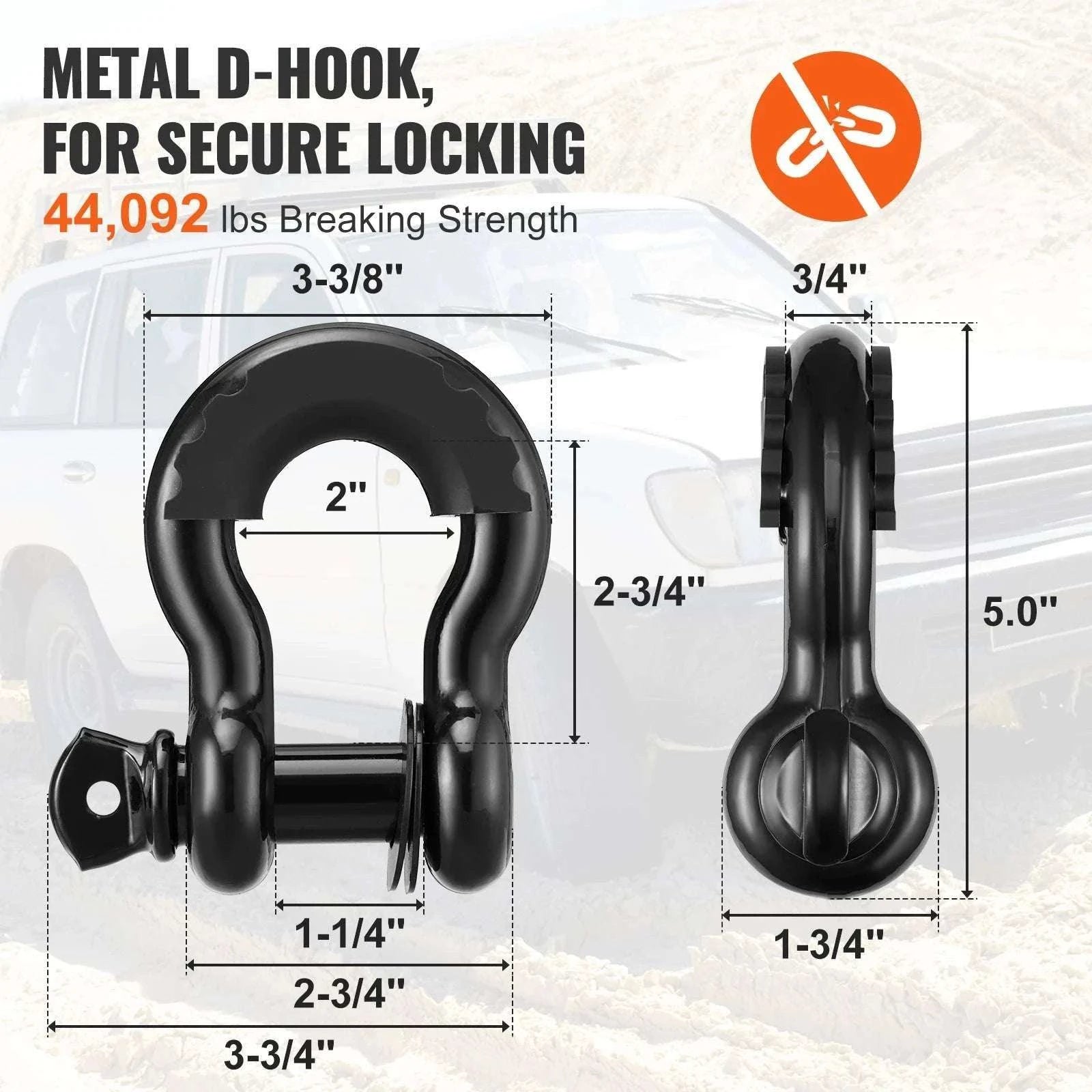 30,000 lb Off-Road Recovery Kit with Tow Straps, Shackles & Bag-black / france