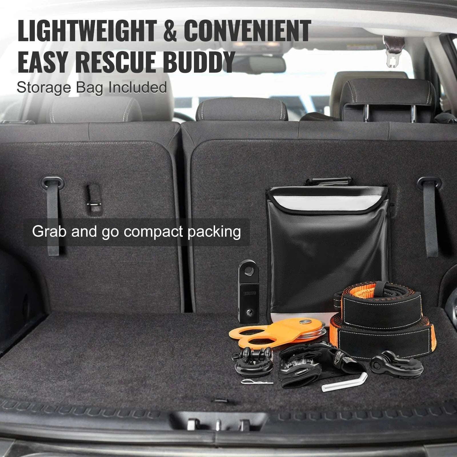 30,000 lb Off-Road Recovery Kit with Tow Straps, Shackles & Bag-black / france
