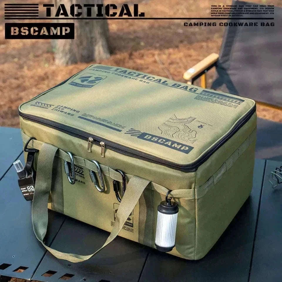 30-42L Tactical Camping Storage Bag Waterproof Folding Box-Khaki 30L