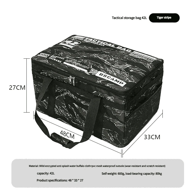 30-42L Tactical Camping Storage Bag Waterproof Folding Box-Khaki 30L