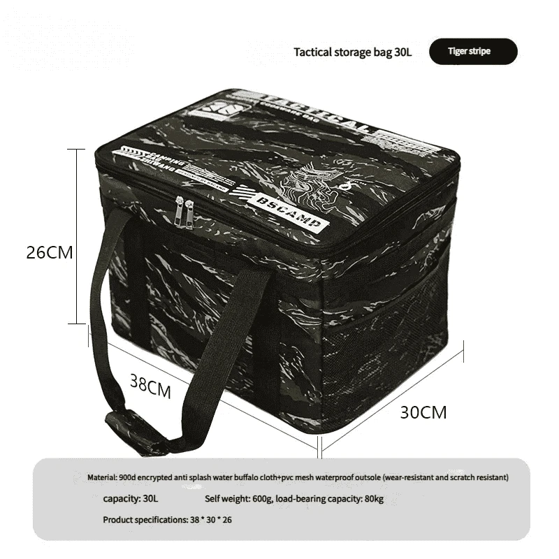 30-42L Tactical Camping Storage Bag Waterproof Folding Box-Khaki 30L