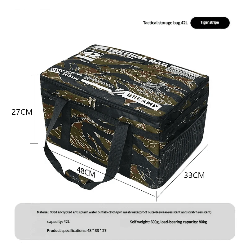 30-42L Tactical Camping Storage Bag Waterproof Folding Box-Khaki 30L