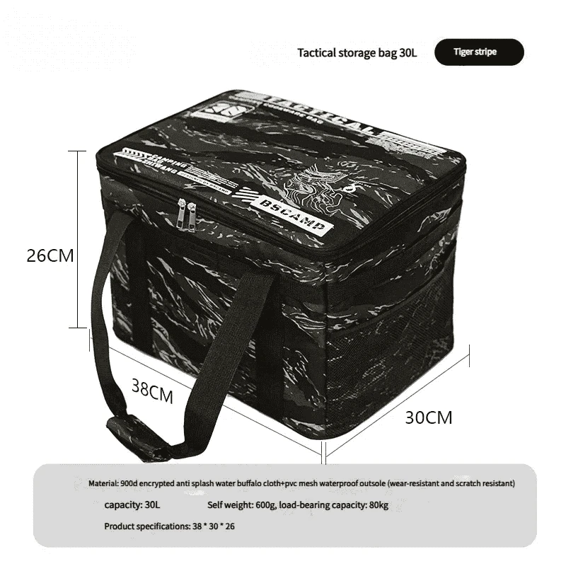 30-42L Tactical Camping Storage Bag Waterproof Folding Box-Khaki 30L