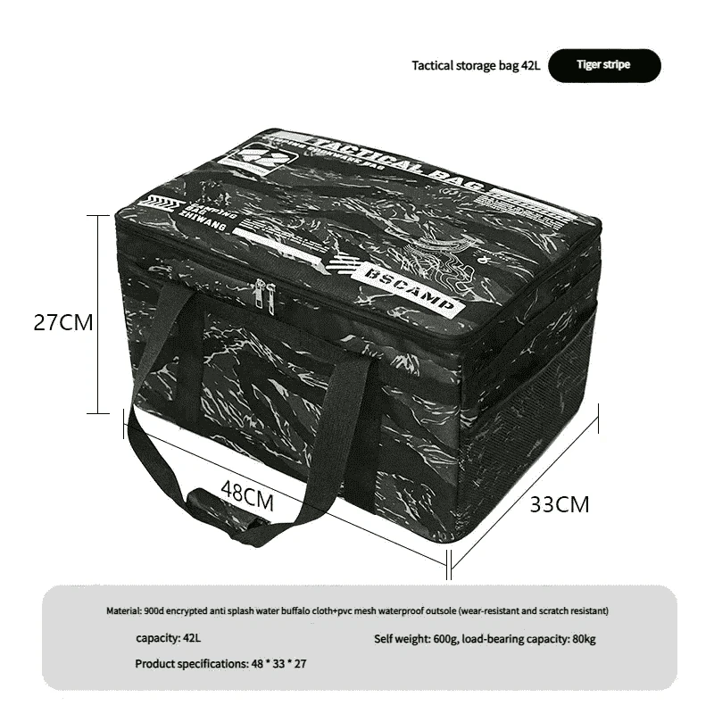 30-42L Tactical Camping Storage Bag Waterproof Folding Box-Khaki 30L