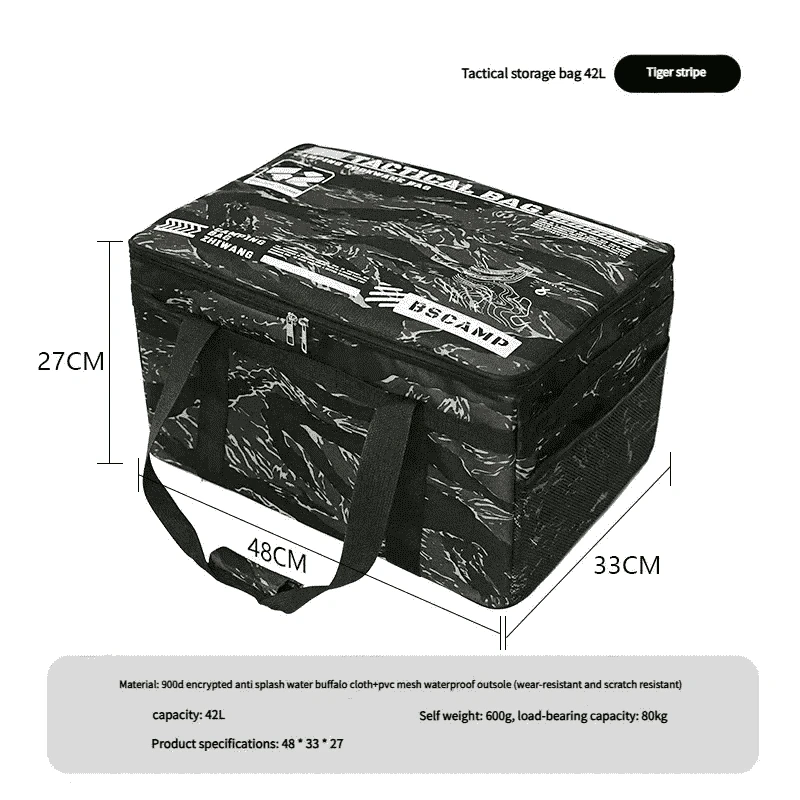 30-42L Tactical Camping Storage Bag Waterproof Folding Box-Khaki 30L
