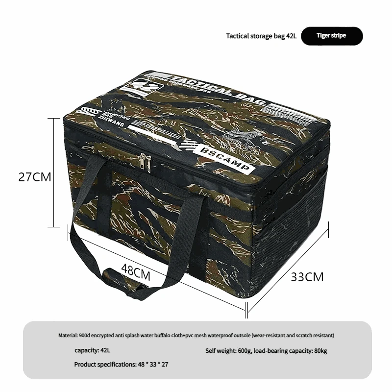 30–42L Tactical Camping Storage Bag with Folding Insulated Design-Green 42L / China Mainland