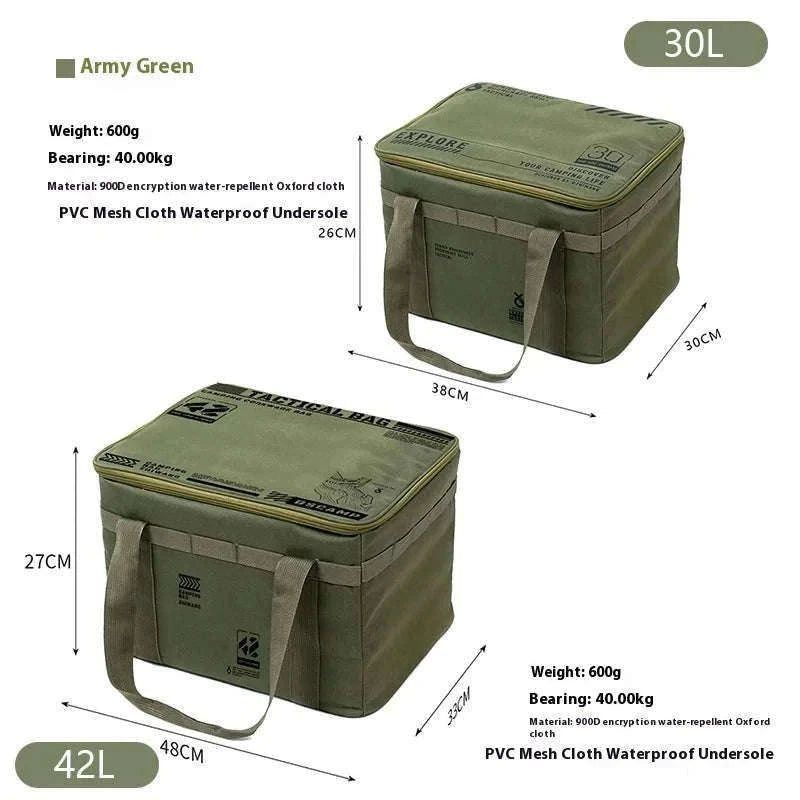 30–42L Tactical Camping Storage Bag with Insulated Design-Green 42L / China Mainland