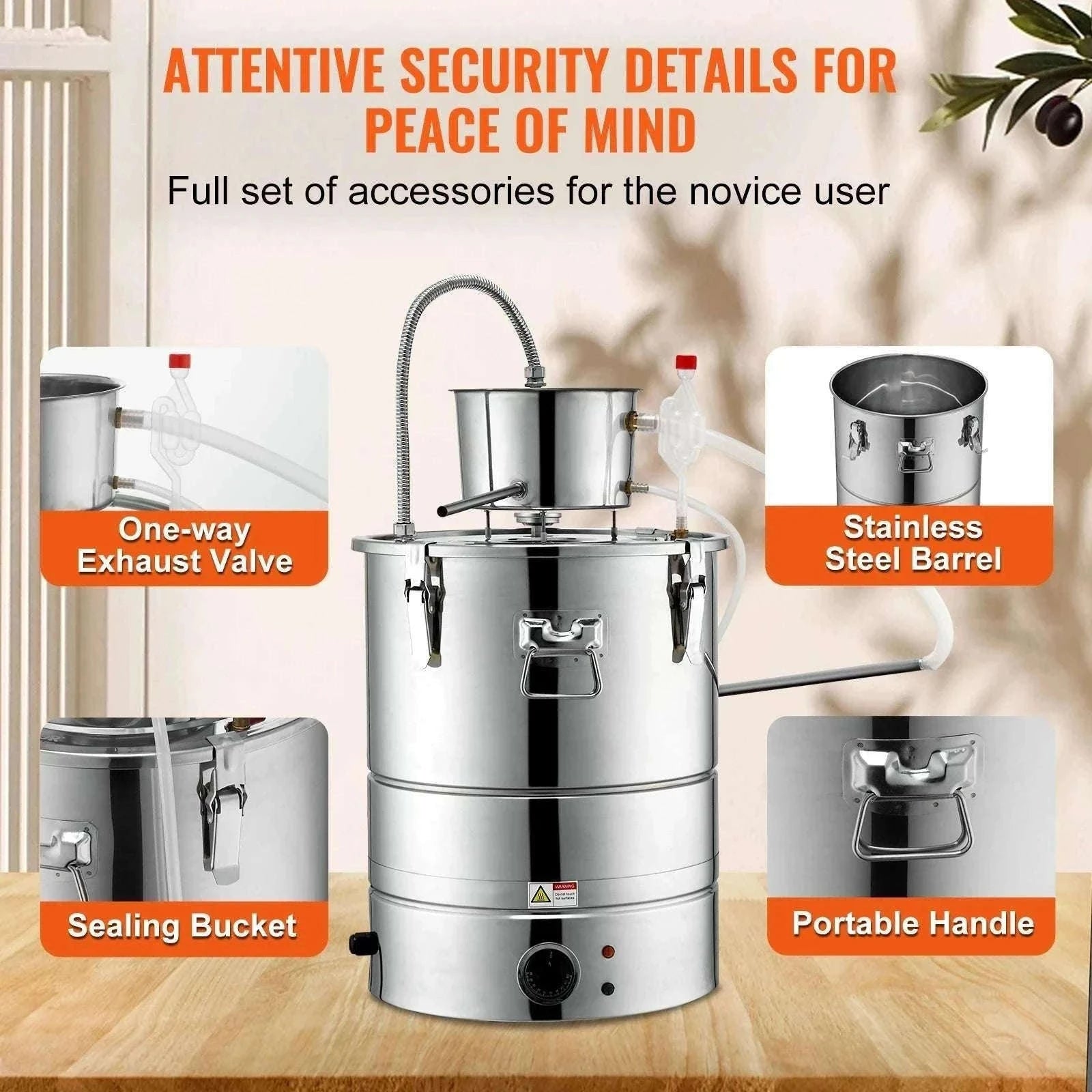 30/50L Stainless Steel Alcohol Distiller with Electric Heating-50L / spain