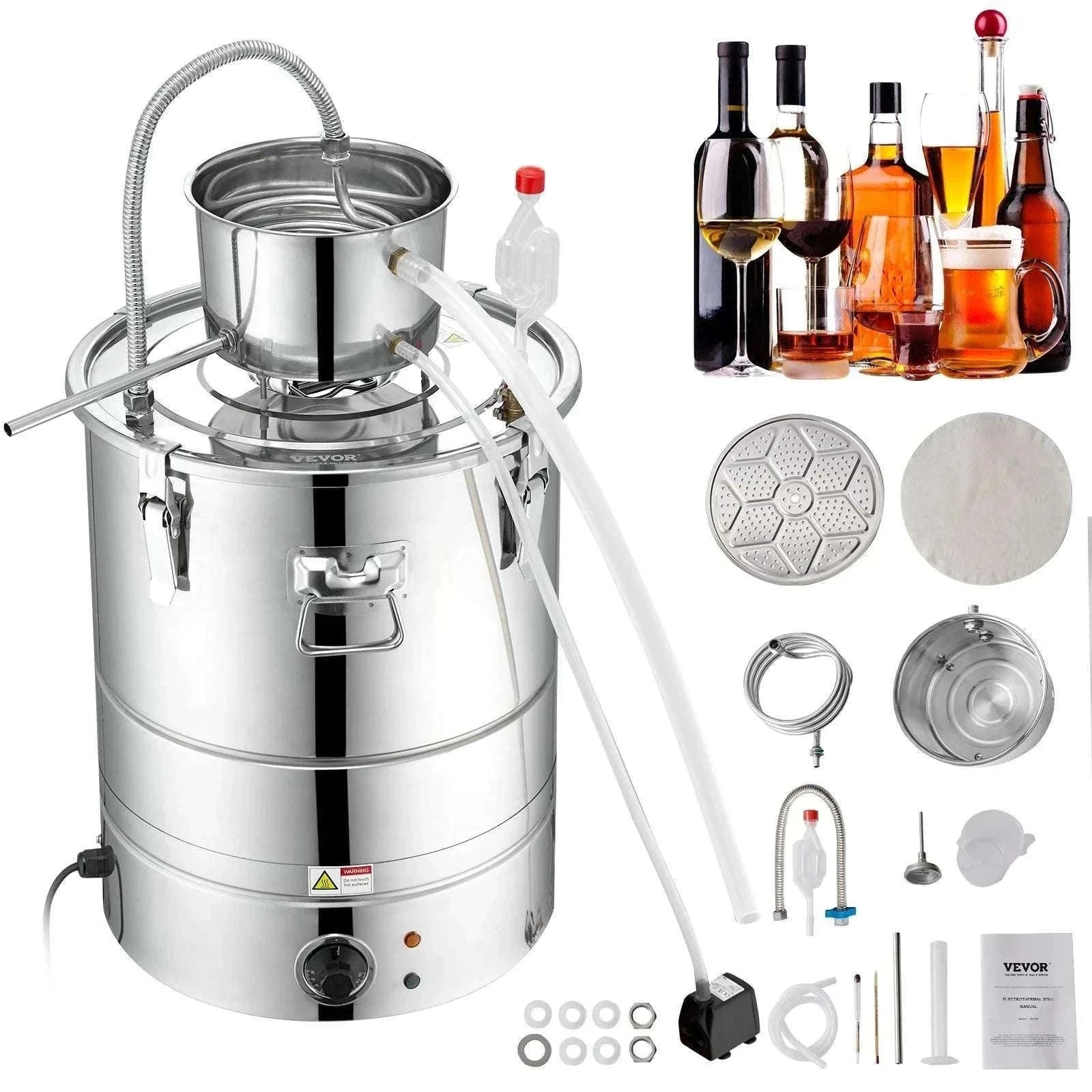 30/50L Stainless Steel Alcohol Distiller with Electric Heating-50L / spain
