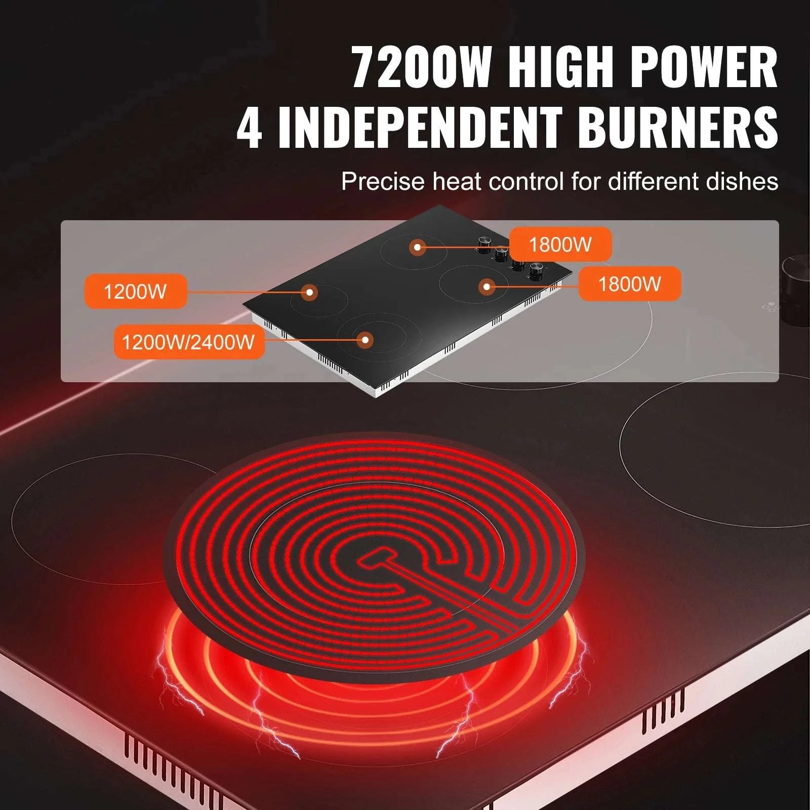 30" Electric Cooktop 4 Burner Ceramic Stove with Knob Control-30 inch 4 Burners / United States