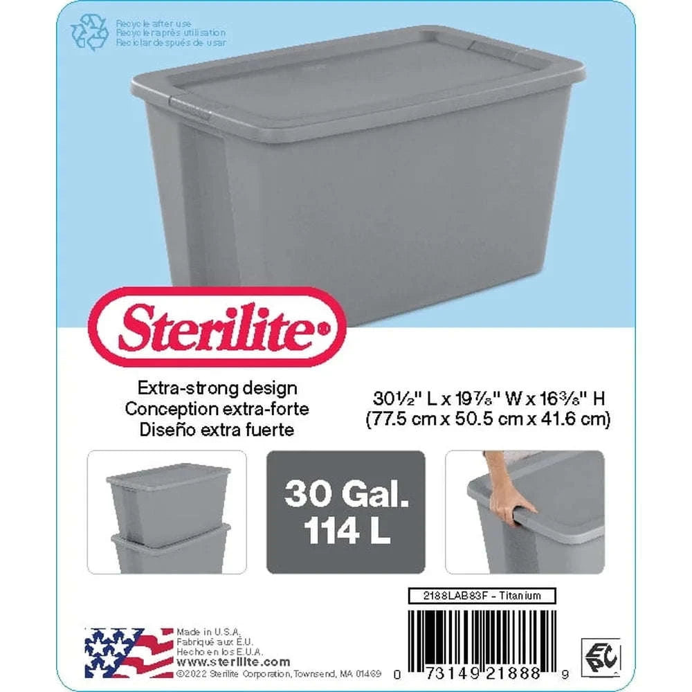 30 Gallon Stackable Storage Bin with Lid and Integrated Handles-United States