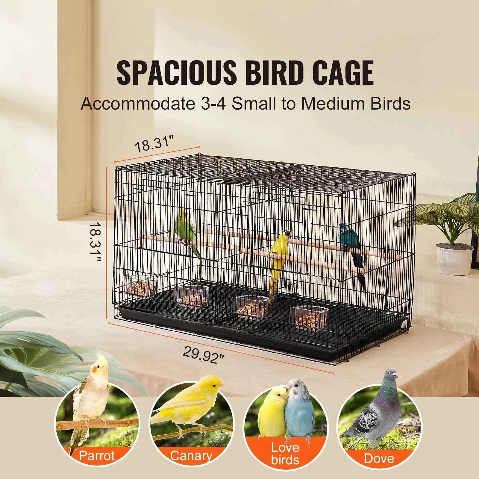 30 in Stackable Divided Bird Cage with Handle and Perches-White / france