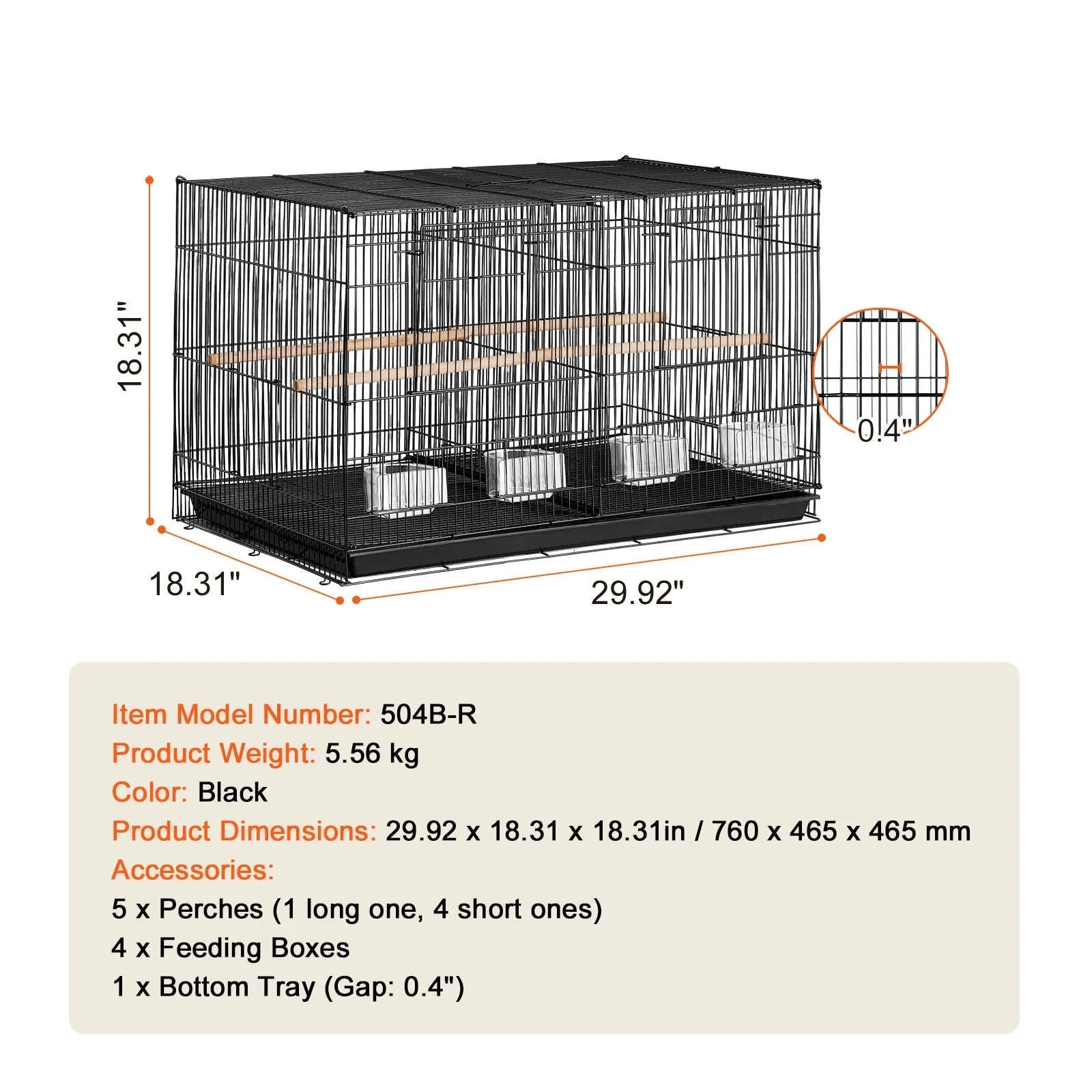 30 in Stackable Divided Bird Cage with Handle and Perches-White / france