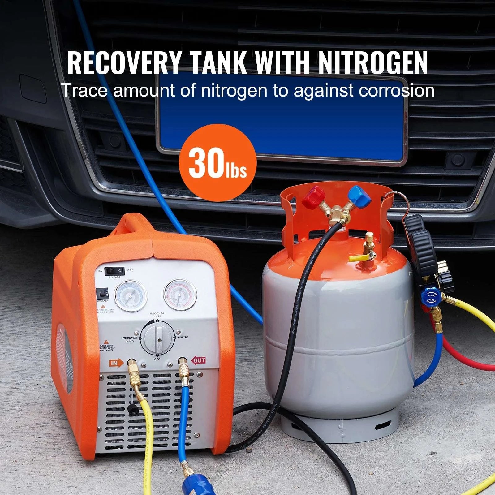30 lb Refrigerant Recovery Tank 400 PSI Cylinder with Y-Valve-0.25inch / United States