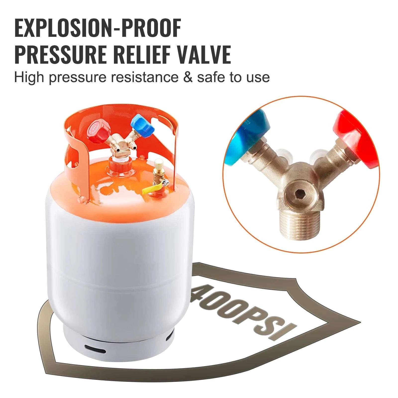 30 lb Refrigerant Recovery Tank 400 PSI Cylinder with Y-Valve-0.25inch / United States