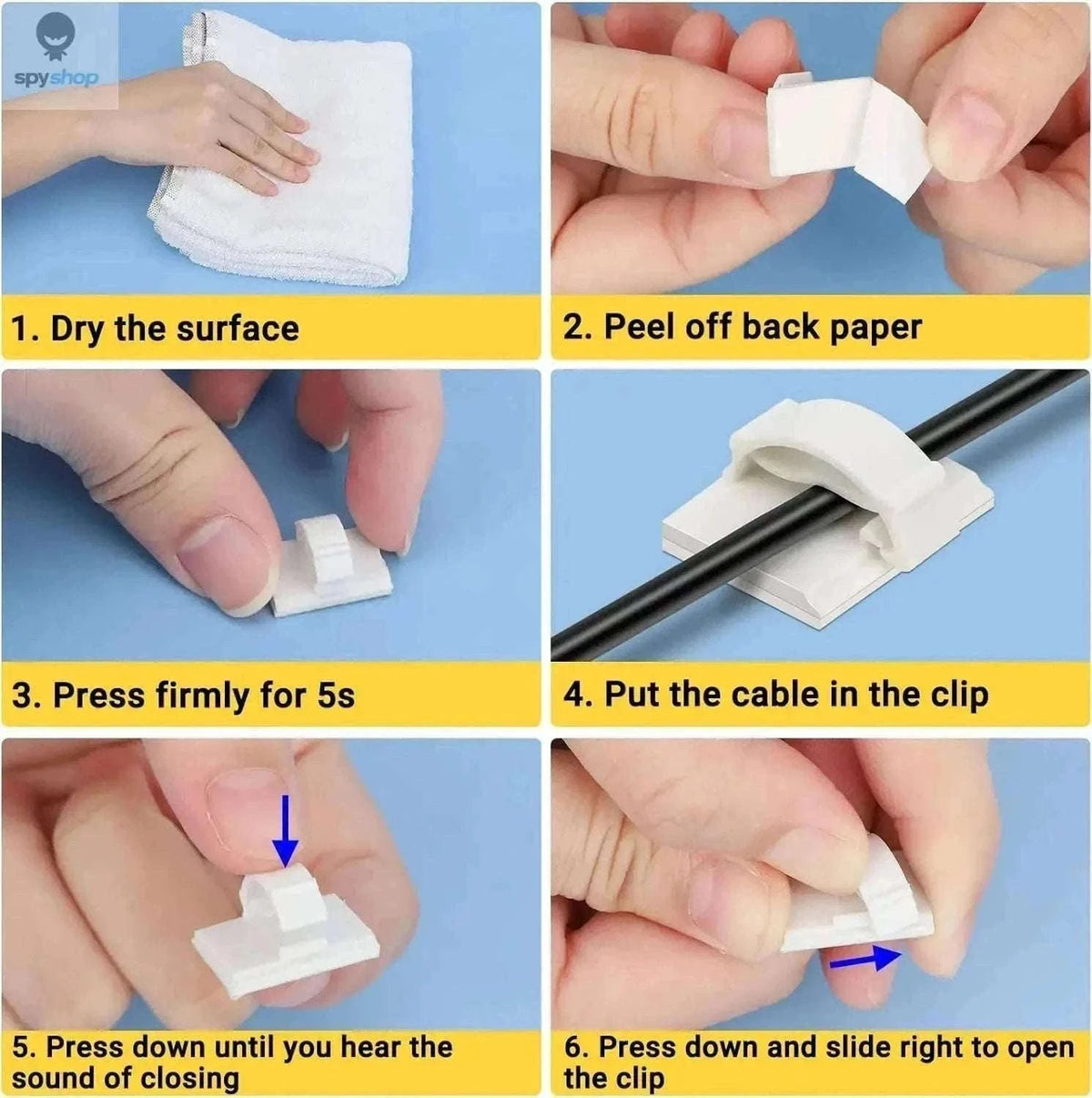 30-Piece Cable Organizer Clips for Neat Desk Cable Control-90PCS White