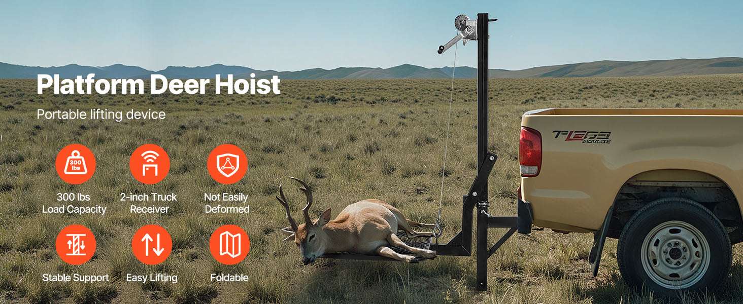 300 lbs Hitch-Mounted Deer Hoist with Platform & 2" Receiver-300lbs / france