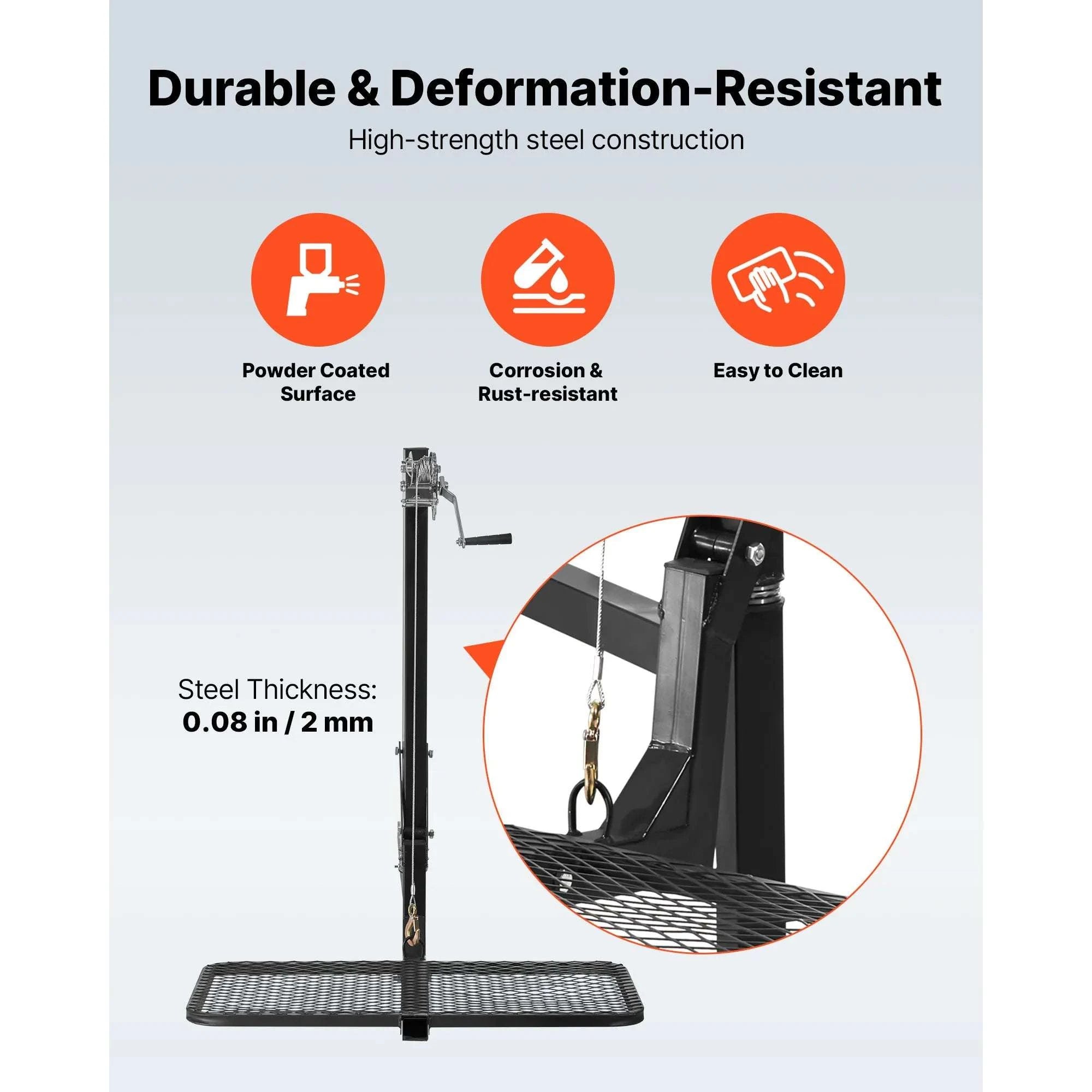 300 lbs Hitch-Mounted Deer Hoist with Platform & 2" Receiver-