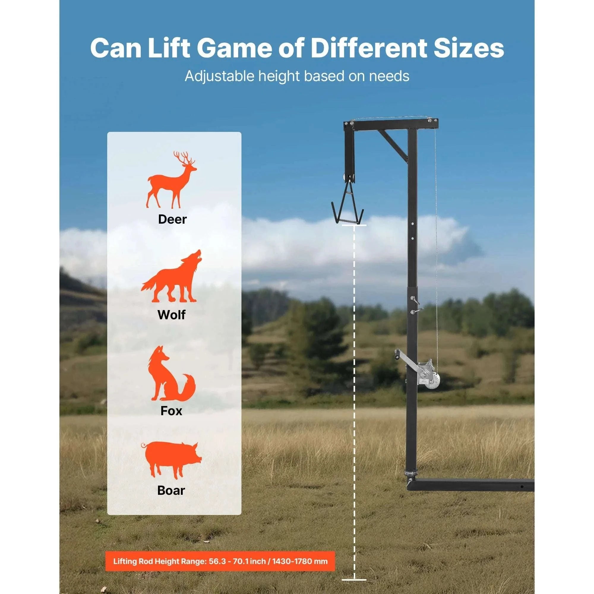300 lbs Truck Hitch Game Hoist with Adjustable Height Winch-300lbs / United States