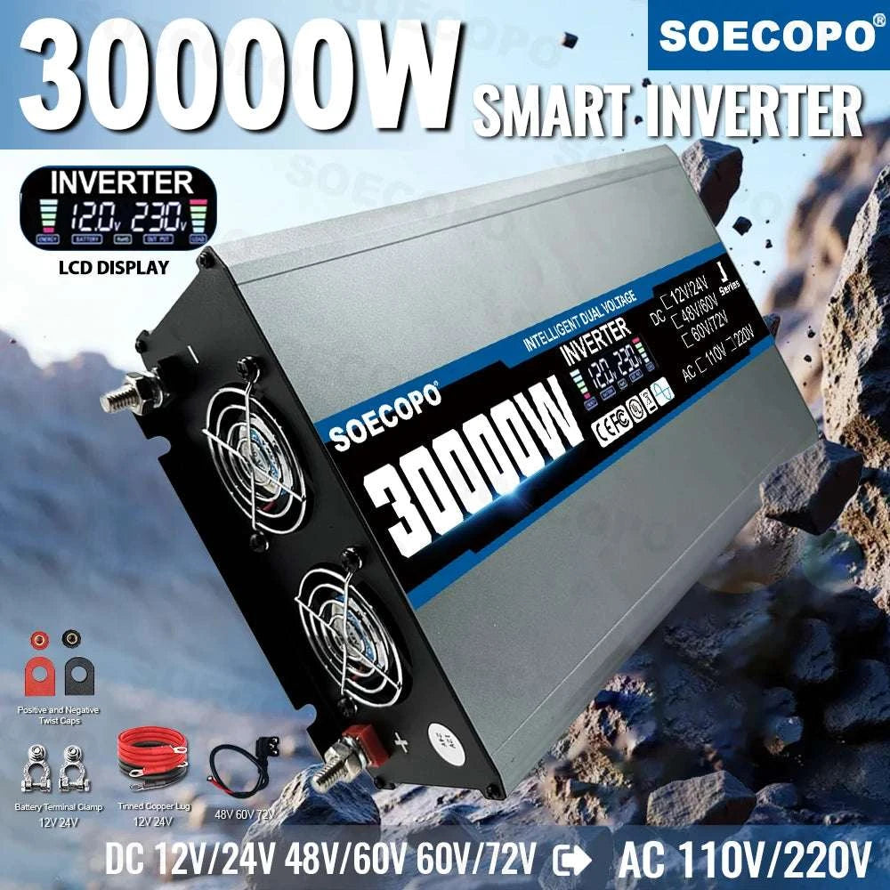 30000W Peak Solar Power Inverter 12V–72V to 110V/220V AC-12V 24V To 110V 60hz