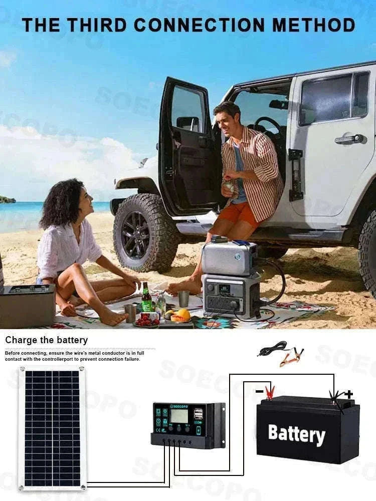 30000W Peak Solar Power Kit 2200W Inverter 200W Panel System-12V 24V To 110V 60Hz