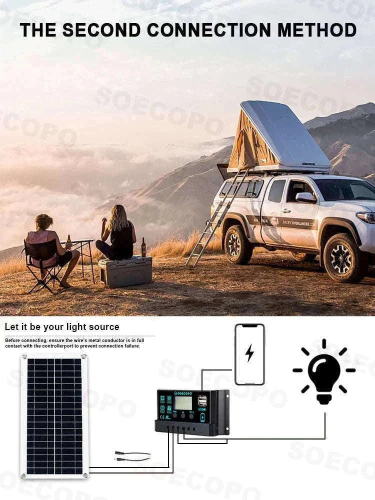 30000W Peak Solar Power Kit 2200W Inverter 200W Panel System-12V 24V To 110V 60Hz