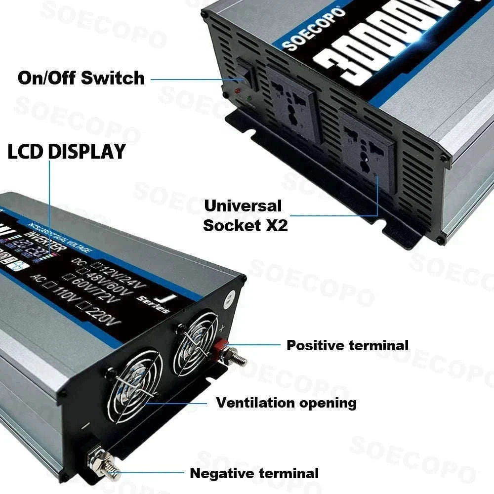 30000W Peak Solar Power Kit 2200W Inverter 200W Panel System-12V 24V To 110V 60Hz