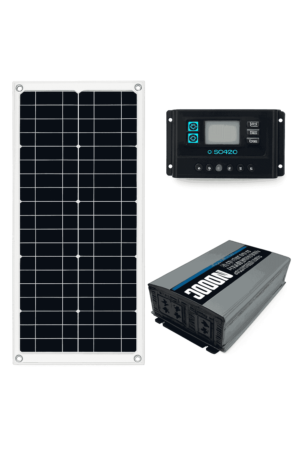 30000W Peak Solar Power Kit 2200W Inverter 200W Panel System-12V 24V To 110V 60Hz