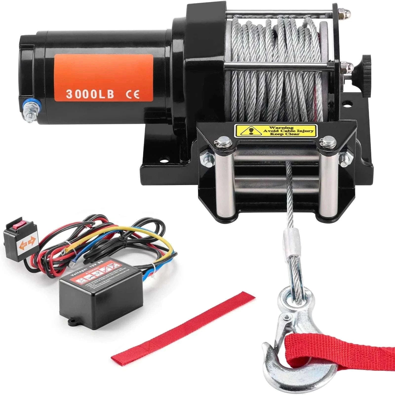 3000lb ATV/UTV Electric Winch with 39ft Steel Cable & Remote-3000lbs 39ft 1.3hp / United States