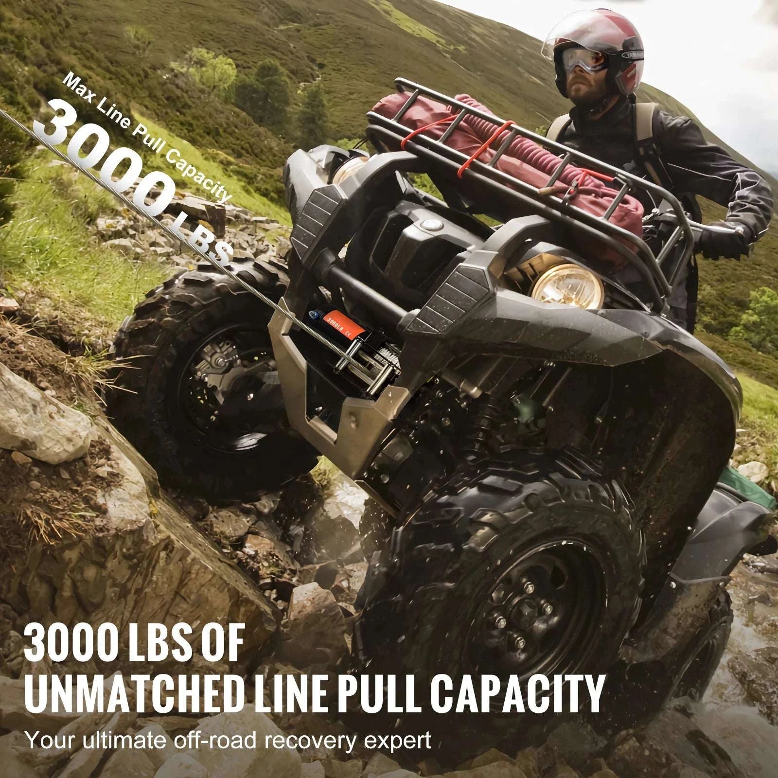 3000lb ATV/UTV Electric Winch with 39ft Steel Cable & Remote-3000lbs 39ft 1.3hp / United States