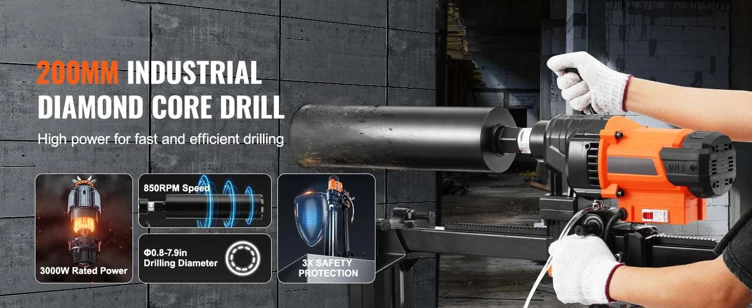 3000W Concrete Core Drill Rig Wet & Dry Diamond Drilling Machine-3500W 300mm / CZECH REPUBLIC