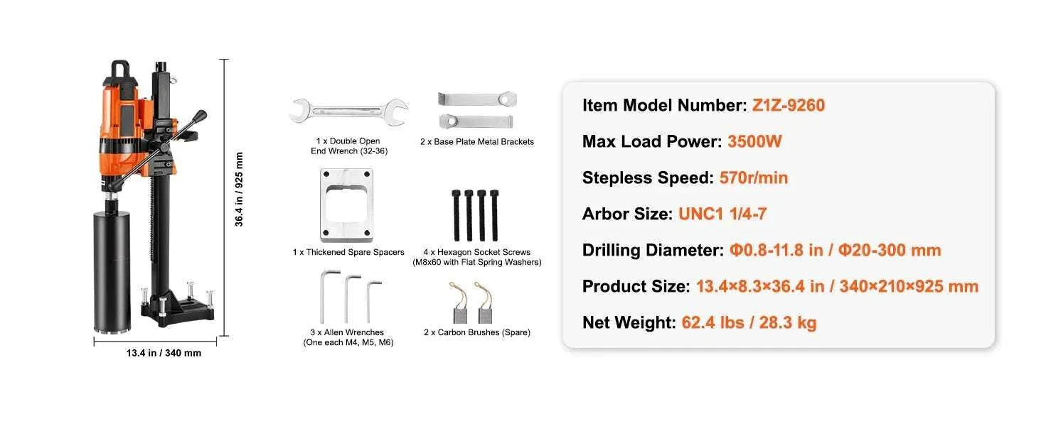 3000W Concrete Core Drill Rig Wet & Dry Diamond Drilling Machine-3500W 300mm / CZECH REPUBLIC