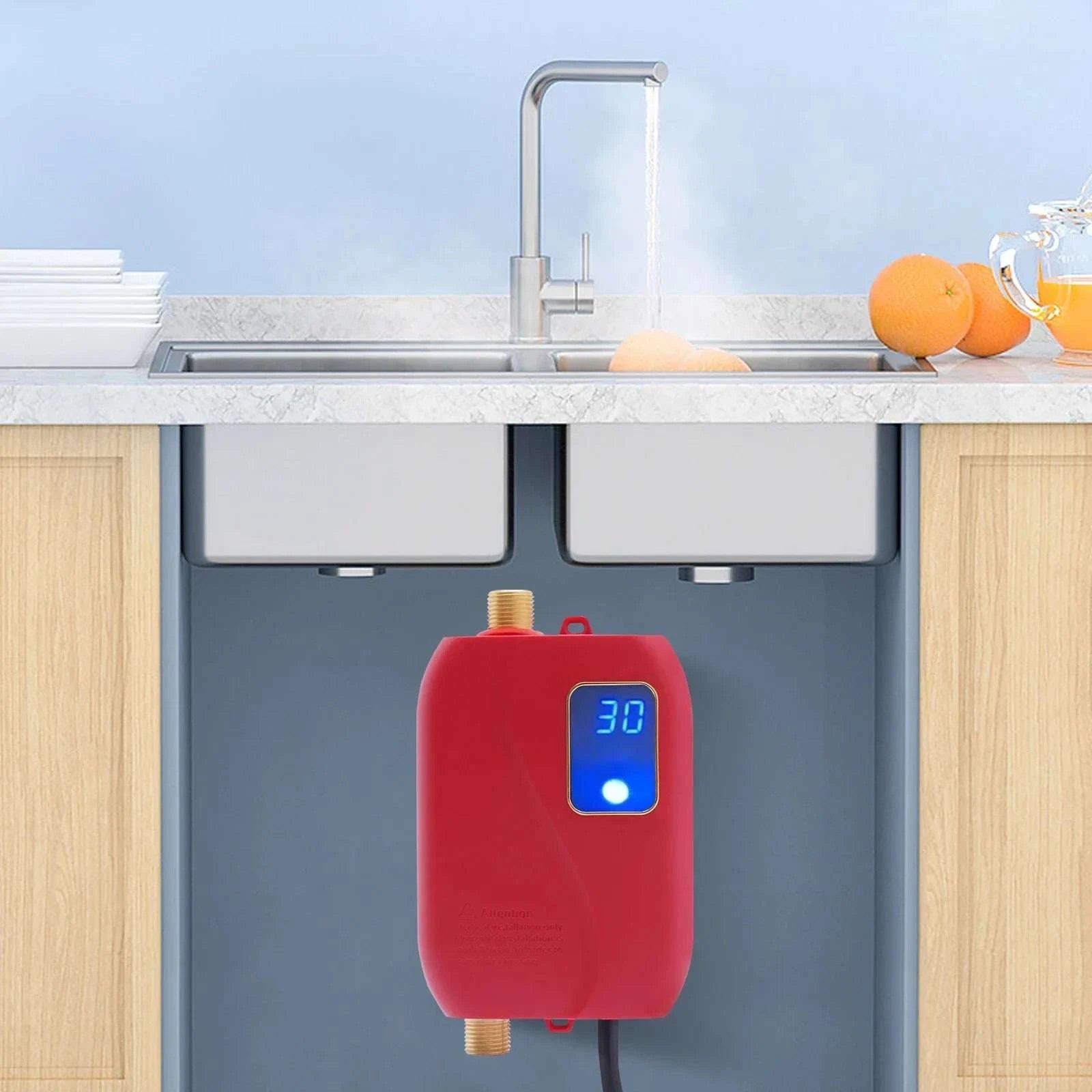 3000W Tankless Water Heater 110V Instant Hot Water with LED-United States / Red / 110V