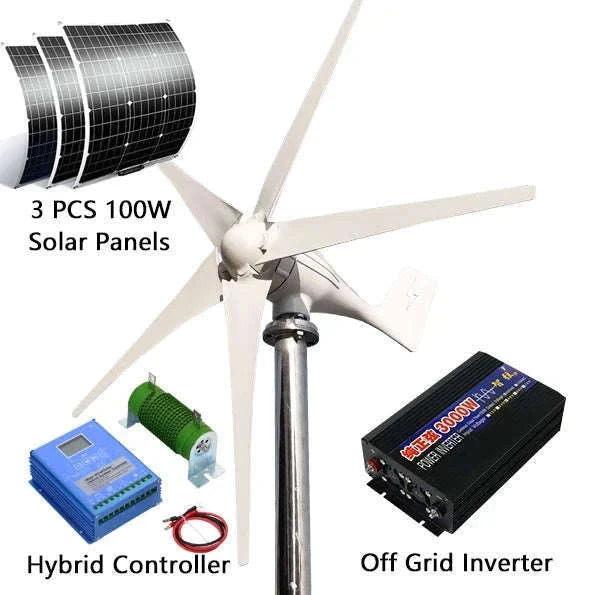 3000W Wind Turbine Generator with MPPT Controller for Off-Grid Home System-Free MPPT Controller / 3000W / China Mainland|12V
