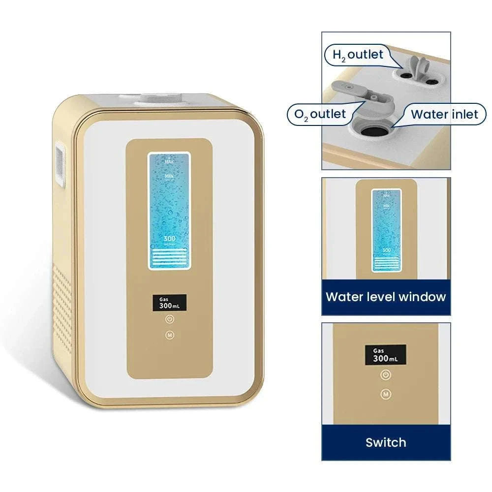 300ml Hydrogen Inhalation Machine with Dual Outlet & Timer Control-US
