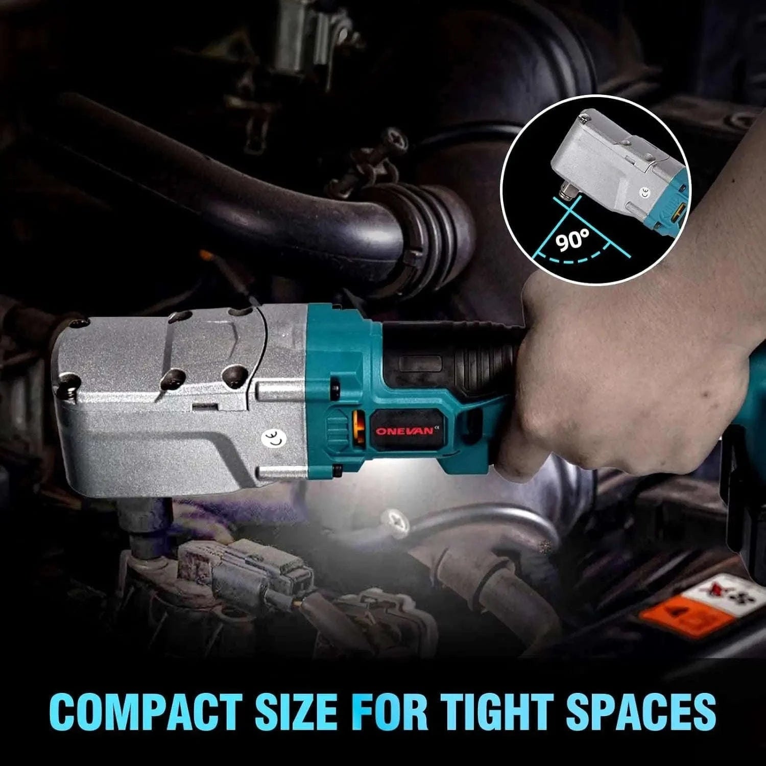 300Nm Cordless Right Angle Ratchet Wrench 90° Brushless 21V-Yellow 2 Pcs Batteries / france / EU