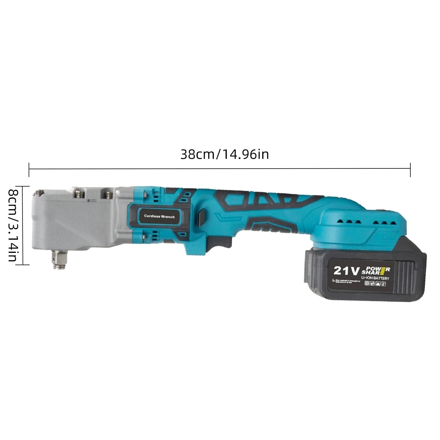 300Nm Cordless Right Angle Ratchet Wrench 90° Brushless 21V-Yellow 2 Pcs Batteries / france / EU