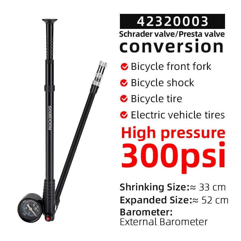 300PSI Bicycle Shock & Tire Pump with Gauge for MTB & Road-42320003001
