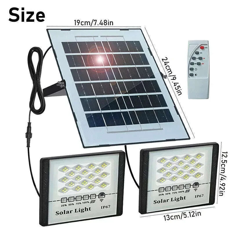 300W LED Solar Street Lights Outdoor Flood Lamp-WHITE / United States