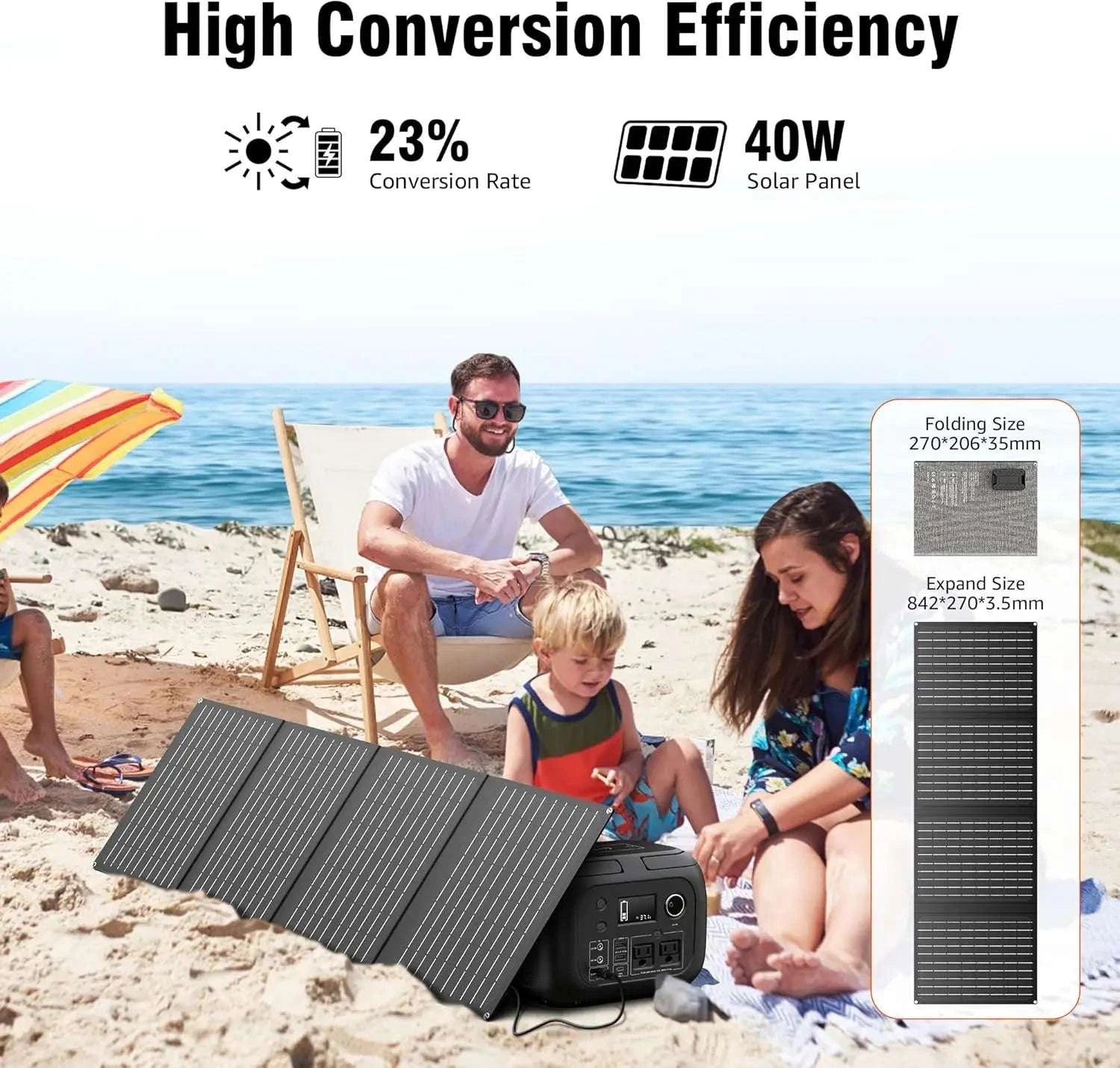 300W Portable Power Station with 40W Solar Panel 260Wh Backup-Black / United States / 110V|US