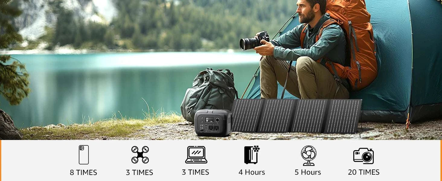300W Portable Power Station with 40W Solar Panel 260Wh Backup-Black / United States / 110V|US