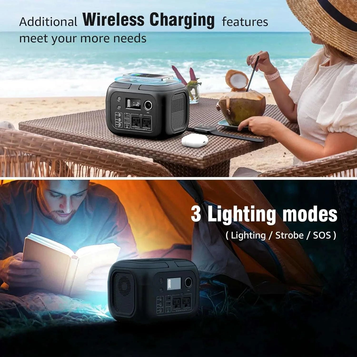 300W Portable Power Station with 40W Solar Panel 260Wh Backup-Black / United States / 110V|US