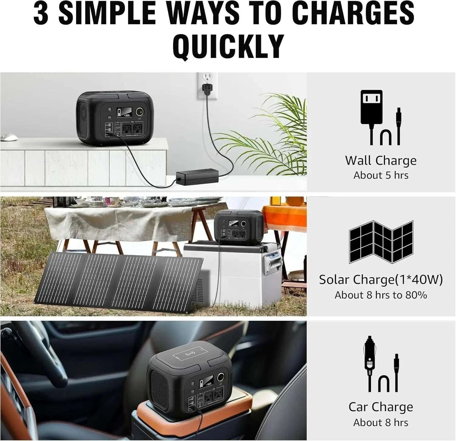 300W Portable Power Station with 40W Solar Panel 260Wh Backup-Black / United States / 110V|US