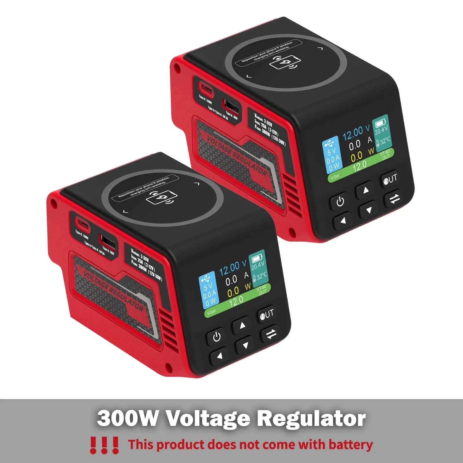 300W Voltage Regulator with 100W USB-C, Wireless Charging-for Milwaukee / 201 - 300W / United States