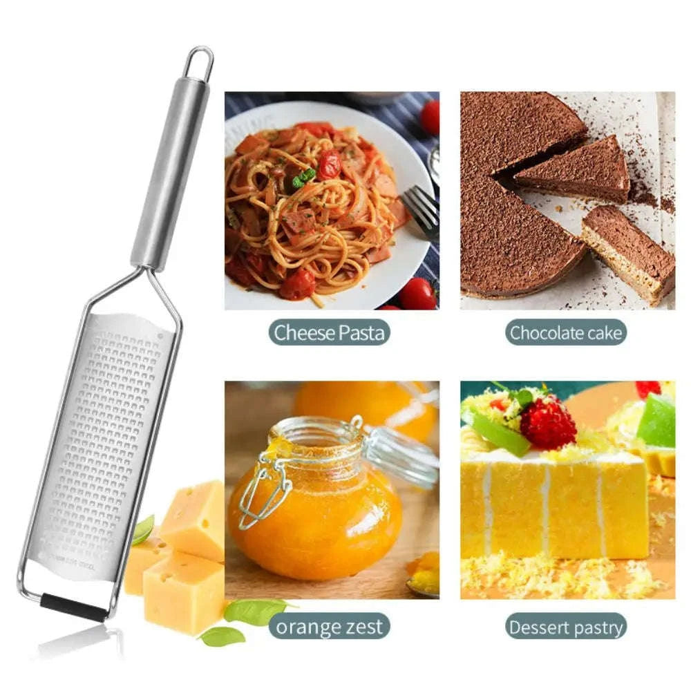 304 Stainless Steel Cheese Grater with Tube Handle-silver